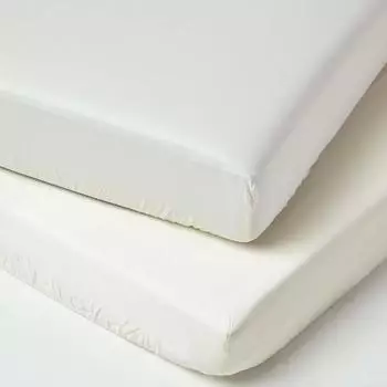 Homescapes Spannbettlaken Kinderbett 60x120cm cremefarben 400 Fadendichte 2er-Set