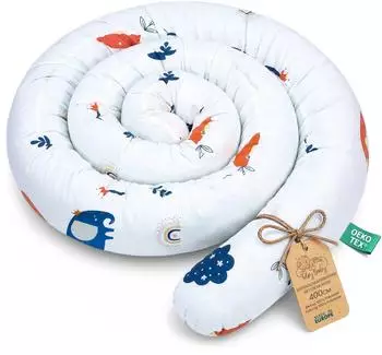 Totsy Baby Nestchenschlange XXL Baumwolle, marineblau mit Regenbogen, 400cm (WAZ244_TECZA_400)