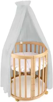 Waldin Betthimmel Baldachin mit Himmelstange f&uuml;r Babybett, grau