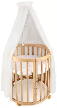 Waldin Betthimmel mit Himmelstange f&uuml;r Babybett, T&uuml;ll, ecru (CAN-ECRU)