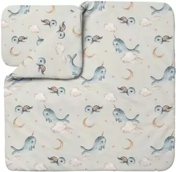 Waldin Babybettw&auml;sche Bambus-Viskose Wale/Olivgr&uuml;n, 75x75cm (BS-WHALE-OLIVE-XS)