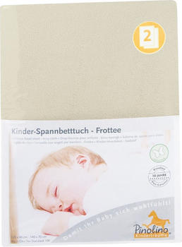Pinolino Spannbetttuch für Kinderbetten Frottee Doppelpack - uni natur