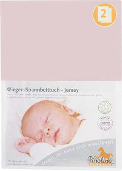 Pinolino Spannbetttuch f&uuml;r Wiegen Jersey - uni rosa Doppelpack
