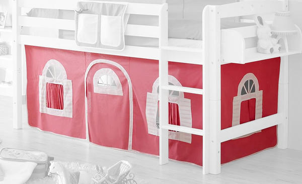 Ticaa Vorhangstoff Classic für Hochbett Landhausoptik rosa