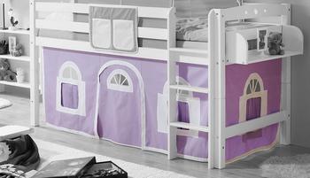 Ticaa Vorhangstoff Classic für Hochbett Landhausoptik lila