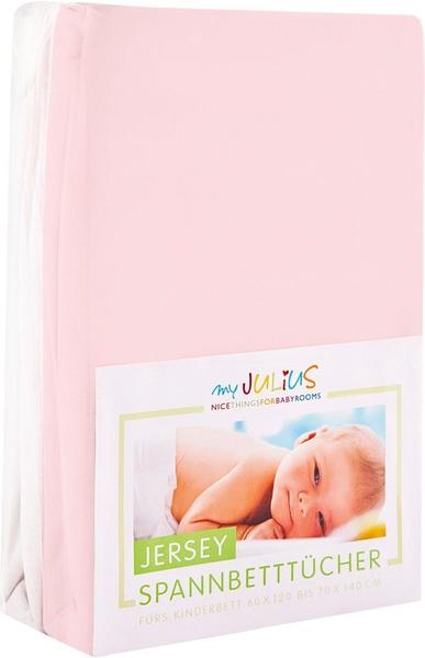 Julius Zöllner Spannbetttuch Jersey 70x140cm 2er Pack - rosa weiß