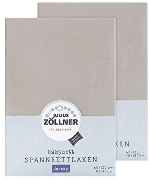 Julius Zöllner Spannbetttuch Jersey 70x140cm 2er Pack - taupe