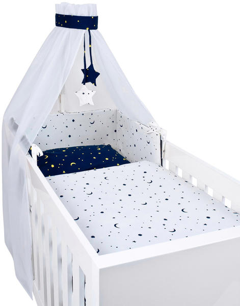 Baby Walz Bettset 4-tlg Mond+Sterne blau-weiß