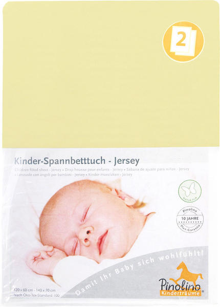 Pinolino Spannbetttuch für Kinderbetten Jersey - uni gelb Doppelpack