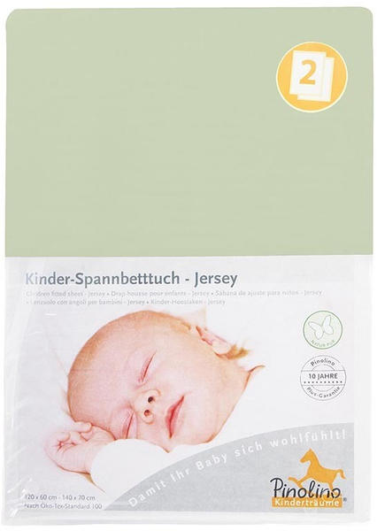 Pinolino Spannbetttuch für Kinderbetten Jersey - uni lemon Doppelpack