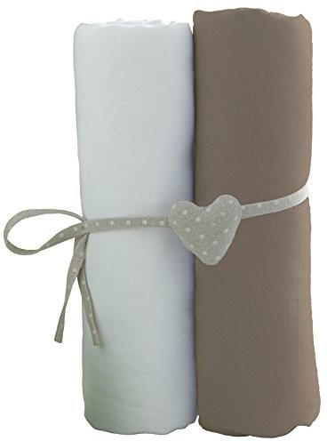 Babycalin Cotton Fitted Baby Sheet 60x120 cm White/brown (x2)