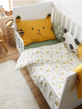 Vertbaudet Baby Bettbezug 80x120 Pandafreunde mit Musselin Oeko-Tex wollweiß