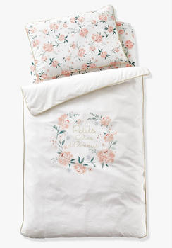 Vertbaudet Baby Bettbezug 80x120 Rosentraum Oeko-Tex rosa/wollweiß geblümt