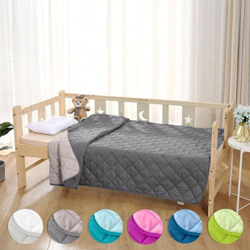 Wometo Kinder Microfaser Steppbett im Wende-Design 135x200 cm grau/hellgrau (wo2405-005)