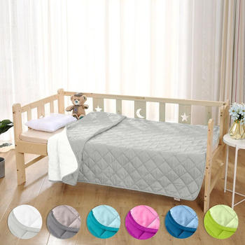 Wometo Kinder Microfaser Steppbett im Wende-Design 135x200 cm weiß/wollweiß (wo2405-001)