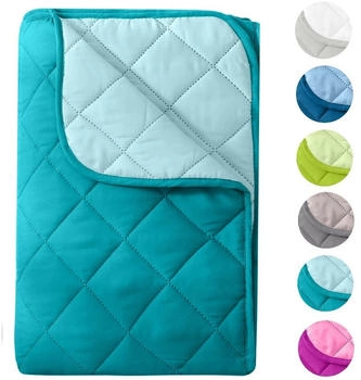 Wometo MicrofaserSteppbett im Wende-Design 155x220 &ndash; t&uuml;rkis und hellblau farbig & bunt (wo1479-015)
