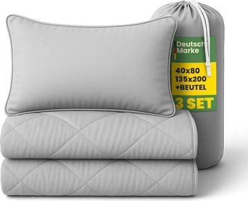 Bestlivings Reise-Bettenset 135x200+80x40cm hellgrau