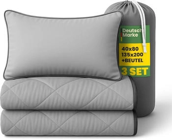 Bestlivings Reise-Bettenset 135x200+80x40cm anthrazit/hellgrau