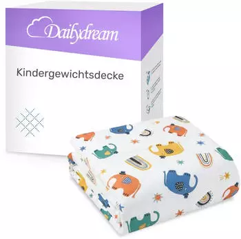 Dailydream Kinder-Gewichtsdecke Baumwolle 90x120cm 2,5kg Elefant