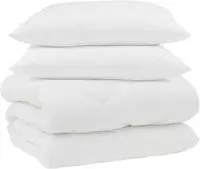 vidaXL Winterbettdecke mit Kissen 3 pcs Wei&szlig; Mikrofaser
