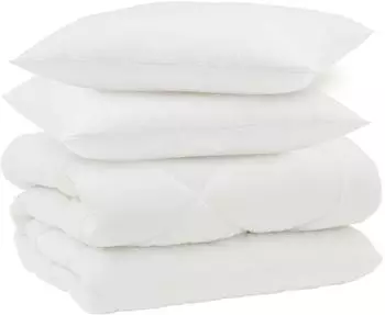 vidaXL Winterbettdecke mit Kissen, wei&szlig;, Mikrofaser, 3-tlg. (3377776)