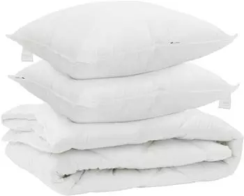vidaXL Ganzjahresbettdecke mit Kissen, 3-tlg., 240x220cm, wei&szlig;, Mikrofaser (3377618)