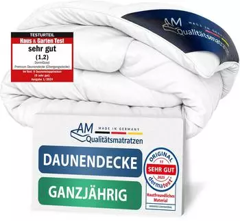 DormiGood Daunendecke 140x200cm, 100% Daunen, Übergang, 480g (DMG-DAUNEN-DECKE-480G-140200)