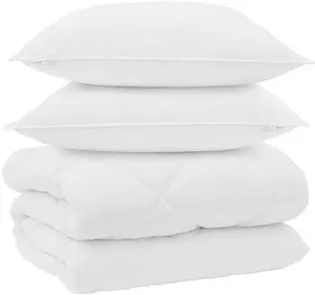 vidaXL Winterbettdecke mit Kissen, 3-tlg., wei&szlig;, Mikrofaser (3377837)