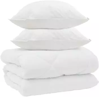 vidaXL Winterbettdecke mit Kissen, 3-tlg., wei&szlig;, Mikrofaser (3377821)