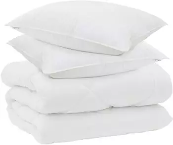 vidaXL Winterbettdecke mit Kissen, 3-tlg., wei&szlig;, Mikrofaser (3377846)