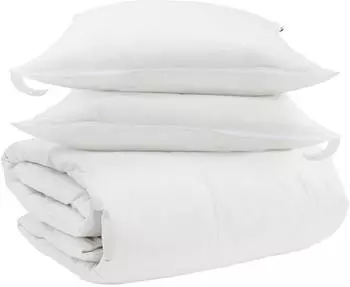 vidaXL Bettdecken-Set mit Kissen, 3-tlg., wei&szlig;, Daunenfeder (3377160)