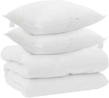 vidaXL Winterbettdecke mit Kissen, 3-tlg., weiß, Mikrofaser (3377829)
