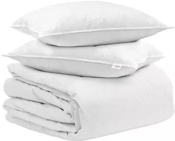 vidaXL Bettdecken-Set mit Kissen, weiß, Daunenfeder, 3-tlg. (3377082)