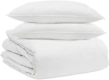 vidaXL Bettdecken-Set mit Kissen 3-tlg., wei&szlig;, Daunenfeder, 240x200cm (3377051)