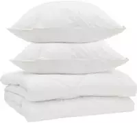 vidaXL Bettdecke mit Kissen 3 stk. Wei&szlig; Mikrofaser