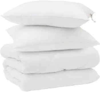 vidaXL Winterbettdecke mit Kissen, 3-tlg., wei&szlig;, Mikrofaser (3377753)