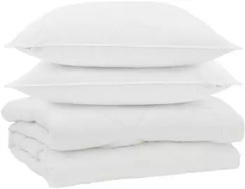 vidaXL Bettdecke mit Kissen 3-tlg., wei&szlig;, Mikrofaser (3377382)