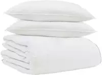 vidaXL Winterbettdecke mit Kissen 3 Stk. Wei&szlig; Daunenfeder