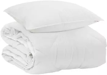 vidaXL Ganzjahresbettdecke mit Kissen, 155x220cm, wei&szlig;, Mikrofaser (3376577)
