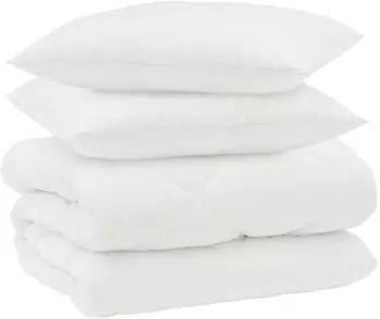vidaXL Winterbettdecke mit Kissen, 3-tlg., wei&szlig;, Mikrofaser (3377784)