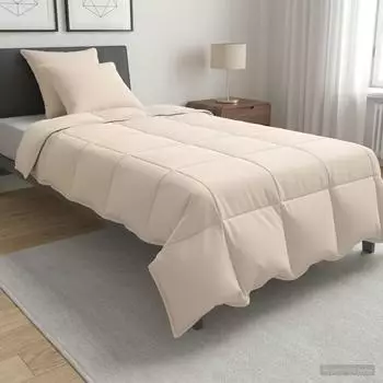 vidaXL Bettw&auml;sche-Set 2 stk. 140 x 220 cm F&uuml;r alle Jahreszeiten Beige (3431893)
