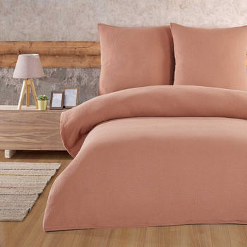 BuyMax Bettwäsche Set 100% Baumwolle warme Bettbezug Uni einfarbig 2 tlg. 155x220 cm mit Reißverschluss, Beige