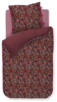 PiP Studio Tutti i Fiori Bettwäsche-Set aus Perkal - dark red - 135x200 / 80x80 cm