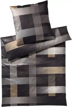 Joop! Woven Bettw&auml;sche aus Mako-Satin - ebony - 135x200 / 80x80 cm