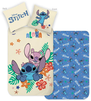 Disney Lilo & Stitch Kinder-Bettwäsche 80x80 + 135x200 cm · 2 teilig · 100% Baumwolle in Renforcé mit Reißverschluss