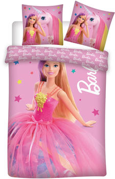 Aymax! 2 tlg. Barbie mit Einhorn Wende Bettwäsche 135x200 + 80x80 cm