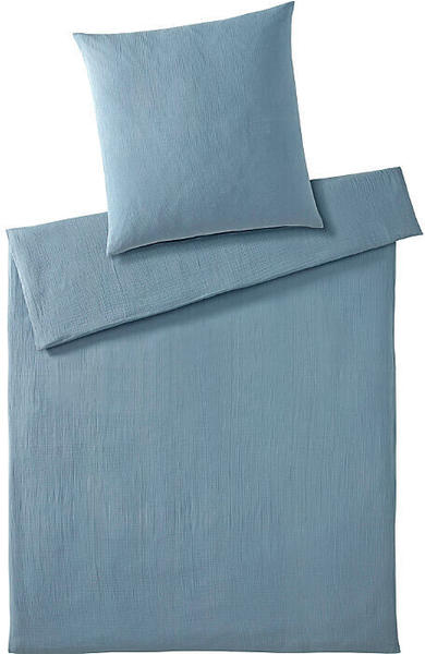 Elegante Musselin Bettwäsche Casual - Smooth blau 155x220 cm (80x80 cm)