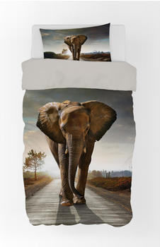 BrandMac Bettwäsche Set mit Elefant 135x200 cm (80x80 cm)