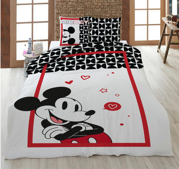 Aymax! Bettwäsche Mickey in Love weiß rot 135x200+80x80 cm