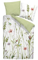 Dormisette Mako-Satin Bettw&auml;sche Sommerwiese 135x200 cm + 80x80 cm -...